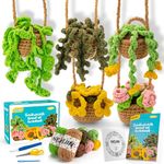 HEJIN Crochet Kit for Beginners, 5PCS Crochet Plant Kit for Adults Kids-Amigurumi Crochet Kit Include Every Tool, Videos Tutorials, Crochet Starter Kit Learn to Crochet Kit Gift for Birthday, Easter