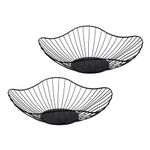 Hniuyun 2 Pcs Black Fruit Bowl, Metal Wire Fruit Basket for Fruit and Vegetable Storage, Minimalism Fruit Holder Stand for Kitchen Counter, Home Decor, Table Centerpiece