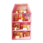 Woodcraft Original Doll House | Play Set | Girls Doll House | Play Set with Accessories | Dolls with Furniture and Room Light (Soft Pink)