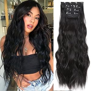 Clip in Hair Extension Set 4 Pezzi Extension Capelli Ricci Clip in, Capelli per le Donne YDDM Fibre per Capelli Sintetiche