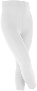 FALKE Unisex Kids Cotton Touch Footless Tights, Opaque, Breathable, Cotton, Skin Friendly, Casual or Dress Stockings, White (White 2000), L, 1 Pair