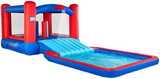 Sunny & Fun Slide N’ Splash Bounce House Inflatable Water Slide Park – Heavy-Duty for Outdoor Fun, Wide Slide & Splash Pool