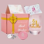 JOONYOEE 21st Birthday Gifts for Her Girls Women, Personalised Stemless Wine Glass Gifts Set, Ideas Present Keepsake for 21 Years Old Sister Daughter Ladies Friends Happy Birthday Decorations