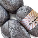 KnitPal Retro-Glam Metallic Yarn for Crocheting, 57% Acrylic and 43% Polyester - Soft Glitter Yarn for Knitting - DK Yarn 3 Weight Acrylic Blend Yarn Sparkle - 4 Skeins, 1280yds/400g (Shimmer Silver)