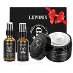 Beard Grooming Kit with Shaving Cream, After-Shave Balm and Pre Shave Oil Shaving Gift Set for Him Men Dad Father`s Day Gift Set (Sandalwood)