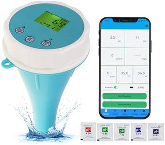 6-in-1 Bluetooth Swimming Pool Water Tester EC/Salinity/pH/ORP/Temperature/Chlorine Meter Wireless Floating Smart Pool Monitor Water Tester for Pools & Swim Spas