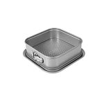 Meyer Bakemaster Carbon Steel Non Stick Square Springform Cake Pan | Cake Mould | Sqaure Cake Tin | Nonstick Bakeware | Baking Essentials | Baking Tray Square Pan, 23 cm, Grey