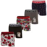ED HARDY Mens Boxer Briefs Active Stretch Breathable Underwear, Comfortable Gym Boxer Briefs- Multipack, Tattoo Graphics, 5 Pack, Large