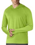 Mens UPF50+ Sun Protection Hoodie Shirt Long Sleeve Rash Guard Fishing Outdoor Running Sun UV Shirts Lightweight Quick Dry, Apple Green, XL