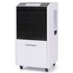 COSTWAY 250 Pints Commercial Dehumidifier with Drain Hose, Industrial Heavy Duty Dehumidifier with 24H Timer & 4 Wheels for Basement, Warehouse, Water Damage Restoration, Large Spaces up to 8500 Sq.Ft