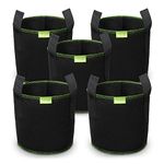 SIMBOOM Plant Grow Bags for Vegetables, 5 Pack 3 Gallon Tomato Flower Plant Container with Handles, Non-Woven Aeration Plant Fabric Pot Outdoor Indoor, Black