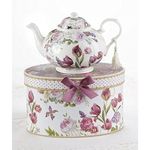 9.5 x 5.6" Porcelain Tea Pot in Gift Box, Tulip