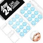 Ear Plugs Silicone Earplugs - 24 Pcs - ACVVIP Soft Reusable Noise Canceling Earplugs with Carrying Boxes for Sleeping, Airplanes and Traveling - Light Blue