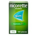 Nicorette Freshmint 2mg Gum (105 Pieces), Discreet and Fast-Acting Stop Smoking Aid to Ease Cravings, Nicotine Gum with Pleasant Freshmint Flavour, Chewing Gum