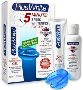 Plus White Premier Whitening System - 5 Minute Speed Whitening Gel, Comfort Fit Mouth Tray & StainGuard Post Rinse - Effective At-Home Teeth Whitening - Professional Teeth Whitening w/ Dentist Approved Ingredient (2 oz Tube, Mouth Tray and 4 oz Post Rinse)