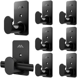 No Drill Curtain Rod Brackets for Poles 5/8" Upgrade 3M Adhesive Renter Friendly Nail Free Curtain Rod Hooks No Drilling Curtain Rod Holders Self Adhesive Curtain Rod Hooks Up to 25 lb (8Pcs Black)