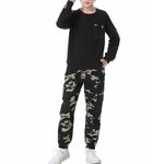 LOLANTA Boys Clothes Casual Camouflage 2 Piece Outfits Kids Long Sleeve Sweatshirt Pants Sets Tracksuit(02#Black,8-10)