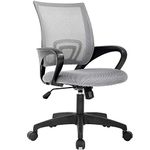 BestOffice Home Office Chair Ergonomic Desk Chair Mesh Computer Chair with Lumbar Support Armrest Executive Rolling Swivel Adjustable Mid Back Task Chair for Adults, Black (Grey)