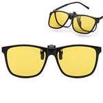 Musivon Clip on Night Driving Glasses - Polarized Flip up Sunglasses Over Prescription Glasses Reduce Glare of Headlights