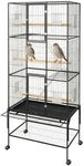 GarveeLife 69-Inch Extra Large Bird Cage, Wrought Iron Parakeet Bird Cage with Storage Shelf for Mid-Sized Parrots Cockatiels Canaries Lovebirds Conures Finch, Black
