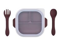 SPY KIDS® Premium Silicone Suction Baby Feeding Bowl Set with Lid | 3 Section Food Grade Bowl + Soft Spoon & Fork | BPA-Free Baby Tableware for Kids & Toddlers | Red