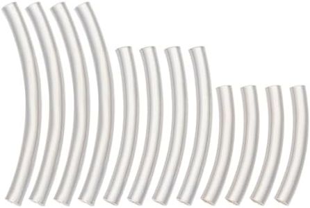 Beebeecraft 1 Caja 12 Piezas Cuentas de Tubo Curvo 925 Plata de Ley 3 Tamaño Columna Curvada Fideos Cuentas Espaciadoras Sueltas para Bricolaje Pulsera Collar Fabricación de Joyas