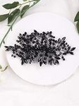 Anglacesmade Bridal Black Crystal Hair Comb Marquise Crystal Back Comb Wedding Hair Accessories for Women and Girls (Black)