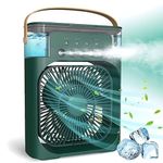 Elevea ( LIMITED STOCK WITH 15 YEARS WARRANTY ) Portable Air Conditioner Cooler, Mini Evaporative Cooler with 7 Colors LED Light, 1/2/3 H Timer, 3 Wind Speeds and 3 Spray Modes for Your Desk-Green