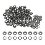 sourcing map 100 Set Color Round Grommets 5mm 3/16" Hole Metal Eyelets with Washers for Scrapbooking Shoes Clothes Leather Canvas, Dark Grey