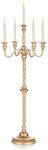 Sziqiqi Gold Floor Candelabra Candle Holder for Centerpiece - Tall 5 Arm Candlesticks Holders Metal Taper Table Floral Centerpieces Wedding Party Banquet 35in-1pc