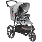 HOMCOM 3 Wheeler Pushchair Lightweight Foldable Baby Stroller w/Fully Reclining, Adjustable Backrest, Canopy, Shopping Basket from Birth to 3 Years Up to 15 KG- Grey