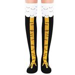 Chicken Leg Socks, Soft Warm Cotton Knee High Socks Chicken Leg Knee High Mid-Calf Socks 50cm Length 3D Chicken Leg Animal Cartoon Pattern for Women Girls Funny Gifts (Yellow)