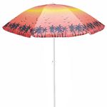 RAINPOPSON Garden Umbrella Outdoor Big Size Heavy Duty Beach Print Garden Umbrella for Shop and Garden (34In) Patio Garden Outdoor Umbrella (34in) (Orange Beach Print)