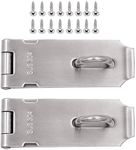 2 PCS 4 Inch Padlock Hasp, KINJOEK Stainless Steel Security Door Clasp Hasp Lock Latch, 2mm Extra Thick Door Gate Bolt Lock with 16 Mounting Screws