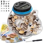 Tonsooze Digital Piggy Bank with Automatic LCD Display, 1.8 L Children's Gift Piggy Bank, Automatic Coin Counter Glass, Money Box, Coin Savings Pot Container for Holiday Depot Children Friends