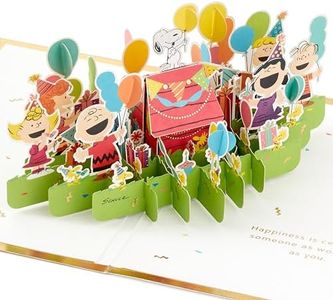 Hallmark PEANUTS Comics SNOOPY & Friends, 3D and Pop-Up Card, Any Occasion, Birthday, Fathers Day, Charlie Brown, Party, Gold