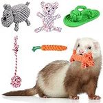 HAICHEN TEC 6 Pack Ferret Rope Chew Toys, Durable Knotted Rope Tug Perfect for Teething Mammals, Cotton Rope Toys Interactive Dog Rope Toy Set Machine-Washable (6 Pack)