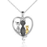 VENACOLY Cat Necklace Sterling Silver Cat Gifts For Cat Lovers Cubic Zirconia Cat Jewellery Gifts For Women