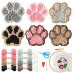 WATINC 22PCS Craft Punch Needle Coaster Kit with Claw Pattern DIY Needle Punch Craft Embroidery Kit for Beginner Easy Embroidery Coaster Art and Crafts Needle Coaster with Instruction for Adults