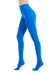 CACCICO 80D Run Resistant Women's Tights Semi Opaque Pantyhose Soft and Elastic High Waist Stockings for Women Royal Blue-2XL