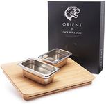 Bamboo Chopping Board with Storage Pots - 15 x 12 inch Raised Wood Cutting Boards with Storage Containers, Great for Carving with Inner Juice Well & Non Slip Feet