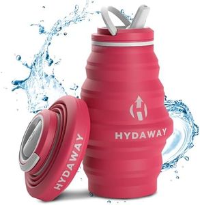 HYDAWAY Collapsible Water Bottle - 17oz I Reusable Water Bottles with Flip Top Lid for Travel, Hiking, Backpacking I Portable & Leakproof, Food-Grade Silicone, BPA Free, Collapses to 1.5”