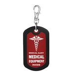 mnmoom Medical Equipment Luggage Tag Medical Alert Zipper Pull Bag Tag Red