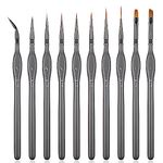 Fine Detail Brushes with Triangular Handles,10 Miniature Brush for Fine Detailing & Art Painting,Acrylic&Nail, Models,Watercolour, Miniatures,Oil, Figures.(Golden Maple Series）