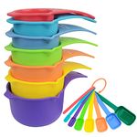 KETPOT Premium Colourful Plastic Measuring Cups & Spoons Set 15 Pcs, Measuring Cups for Baking, Measuring Spoons Set for Dry and Liquid Ingredients