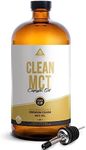 Clean MCT - 100% Pure C8 Caprylic Acid MCT Oil - Instantly Converts into Ketones - Most Ketogenic Medium Chain Triglycerides - Keto Paleo Vegan Halal ✮ Non GMO ✮ 16oz Glass Bottle