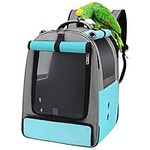 Bird Travel Backpack Cage, Portable Pet Bird Parrot Carrier Breathable Pet Birds Bag, Lightweight Bird Carrier and Small Animals Travel Cage, Multifunctional Pet Bag Backpack (Blue&Grey)