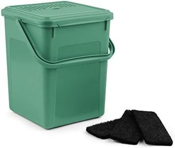 Rotho Bio Komposteimer 9l mit Aktivkohlefilter im Deckel und weiteren Ersatzfilter, Kunststoff (PP) BPA-frei, türkis, 9l (23.0 x 22.5 x 27.5 cm)