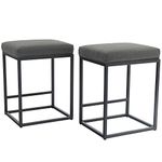 2 Bar Stools with Footrest, Kitchen Chairs PU Leather, Backless Stool, Counter Stool, Bistro Stool, for Indoor Outdoor Dining Room, Home Bar, Coffee Chairs, Small (Gray)