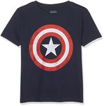 Marvel Boys' Captain America Retro T-Shirt, Blue (Navy), 7-8 Years